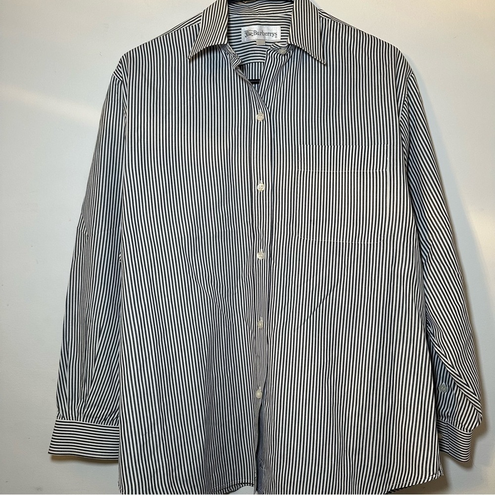 Burberrys Vintage Striped Casual Button Down Shirt Size 10